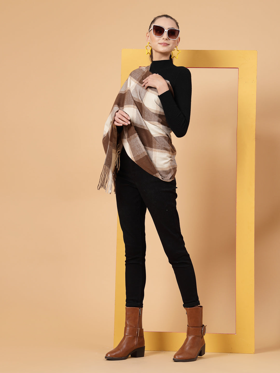 MAFADENY WINTER WRAP BROWN STOLE - COZY COMFORT IN SUBTLE ELEGANCE