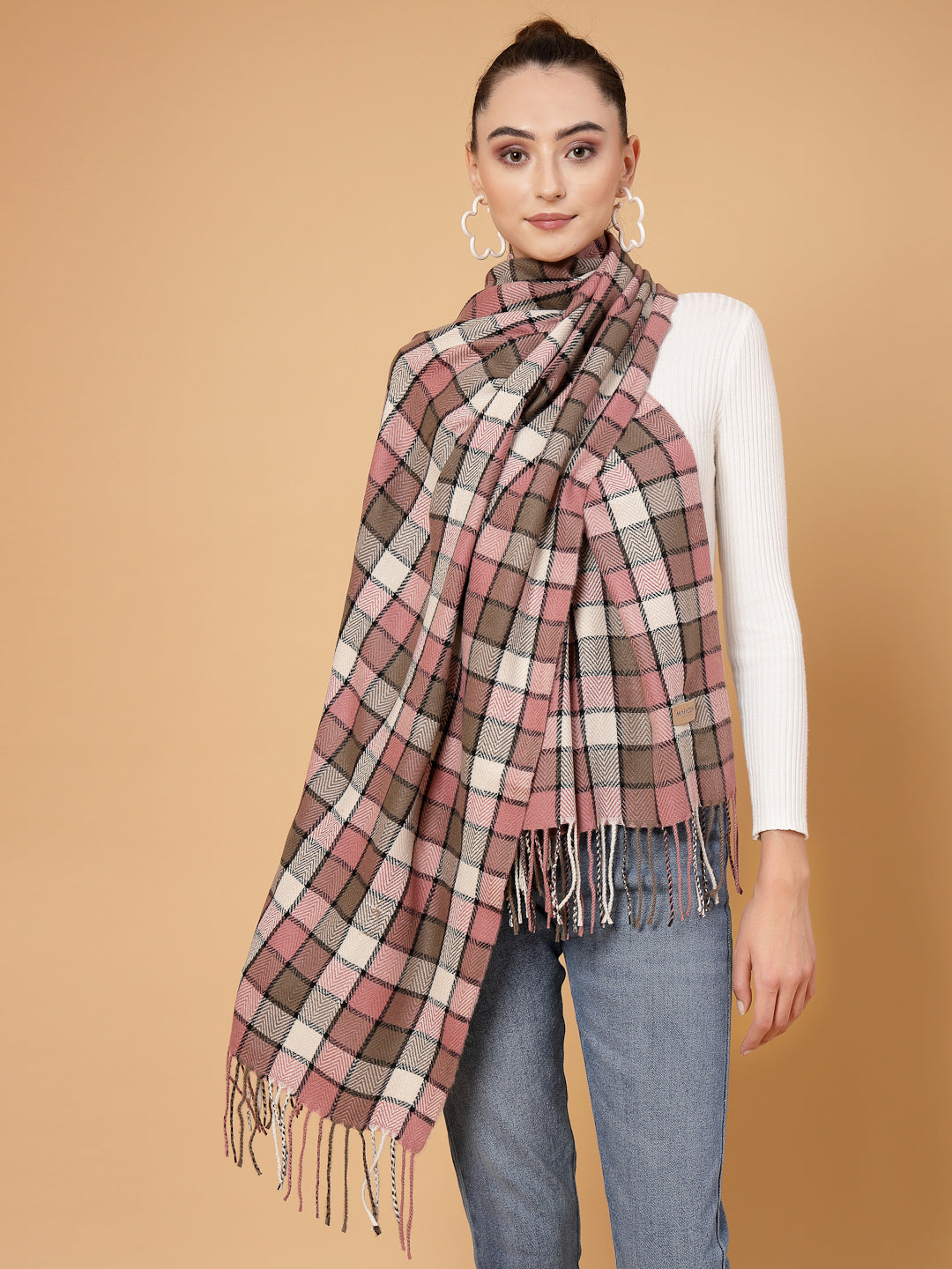 MAFADENY WINTER WRAP PEACH STOLE - COZY COMFORT IN SUBTLE ELEGANCE