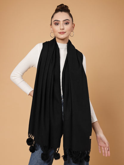 MAFADENY WINTER WRAP BLACK STOLE - COZY COMFORT IN SUBTLE ELEGANCE