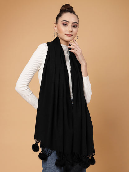 MAFADENY WINTER WRAP BLACK STOLE - COZY COMFORT IN SUBTLE ELEGANCE