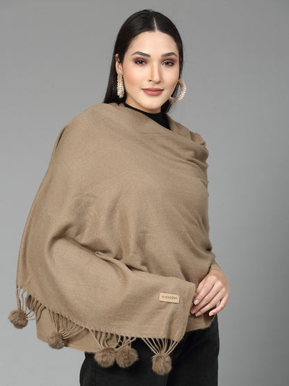 MAFADENY WINTER WRAP KHAKHI STOLE - COZY COMFORT IN SUBTLE ELEGANCE