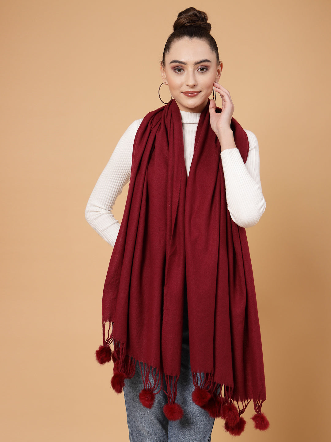 MAFADENY WINTER WRAP MEHROON STOLE - COZY COMFORT IN SUBTLE ELEGANCE