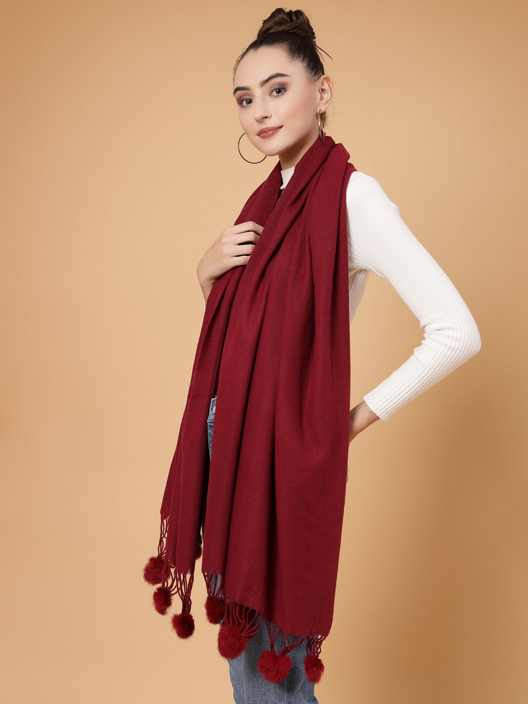 MAFADENY WINTER WRAP MEHROON STOLE - COZY COMFORT IN SUBTLE ELEGANCE