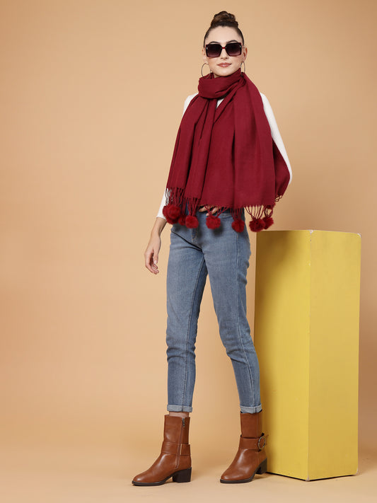 MAFADENY WINTER WRAP MEHROON STOLE - COZY COMFORT IN SUBTLE ELEGANCE