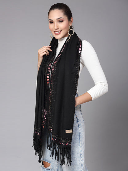 MAFADENY WINTER WRAP BLACK STOLE - COZY COMFORT IN SUBTLE ELEGANCE