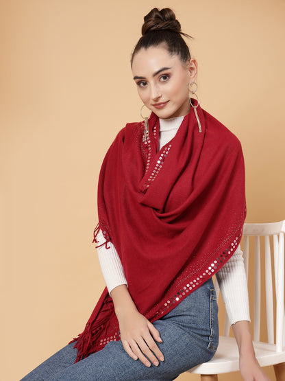 MAFADENY WINTER WRAP MEHROON STOLE - COZY COMFORT IN SUBTLE ELEGANCE