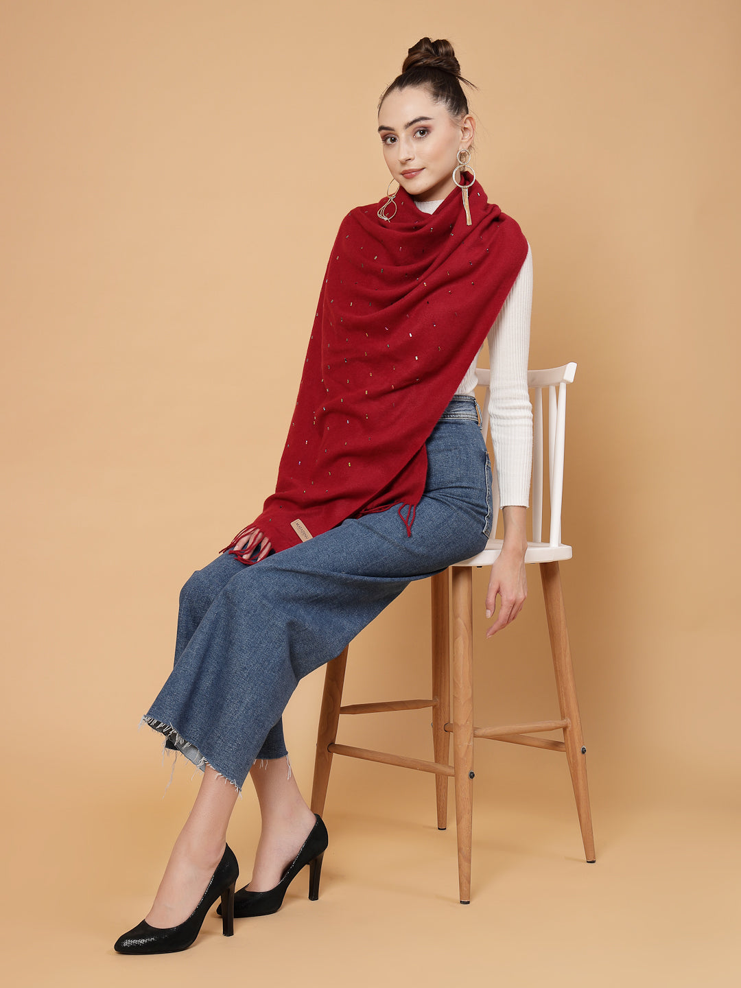 MAFADENY WINTER WRAP MEHROON STOLE - COZY COMFORT IN SUBTLE ELEGANCE