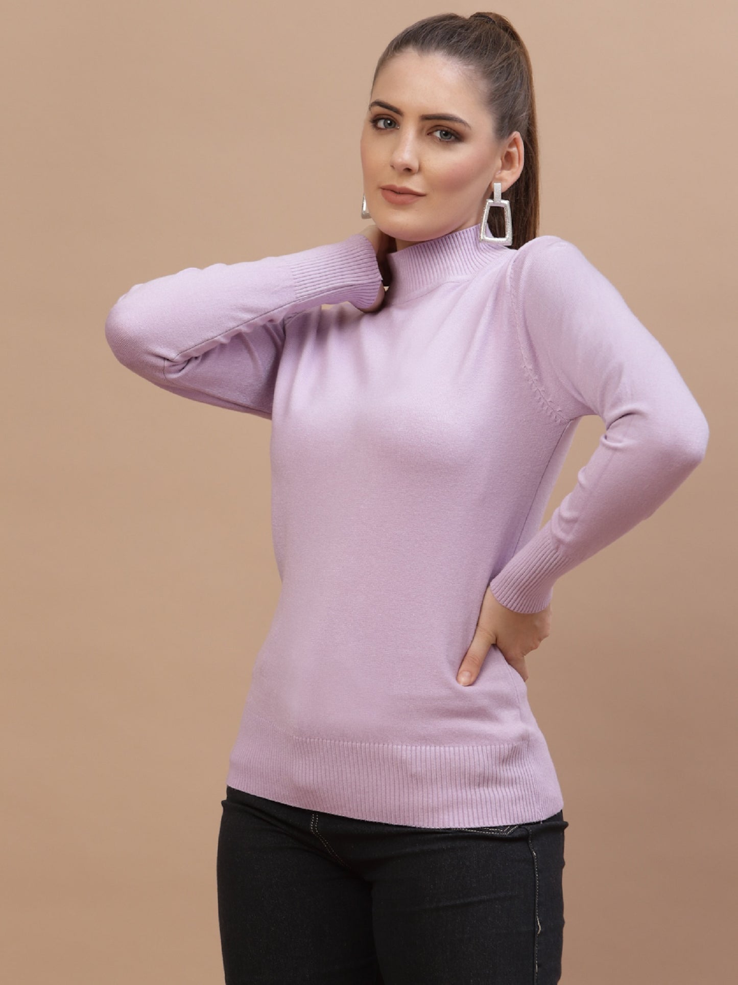 Mafadeny Winter Wear Lavender Stylish & Cosy  Pullover