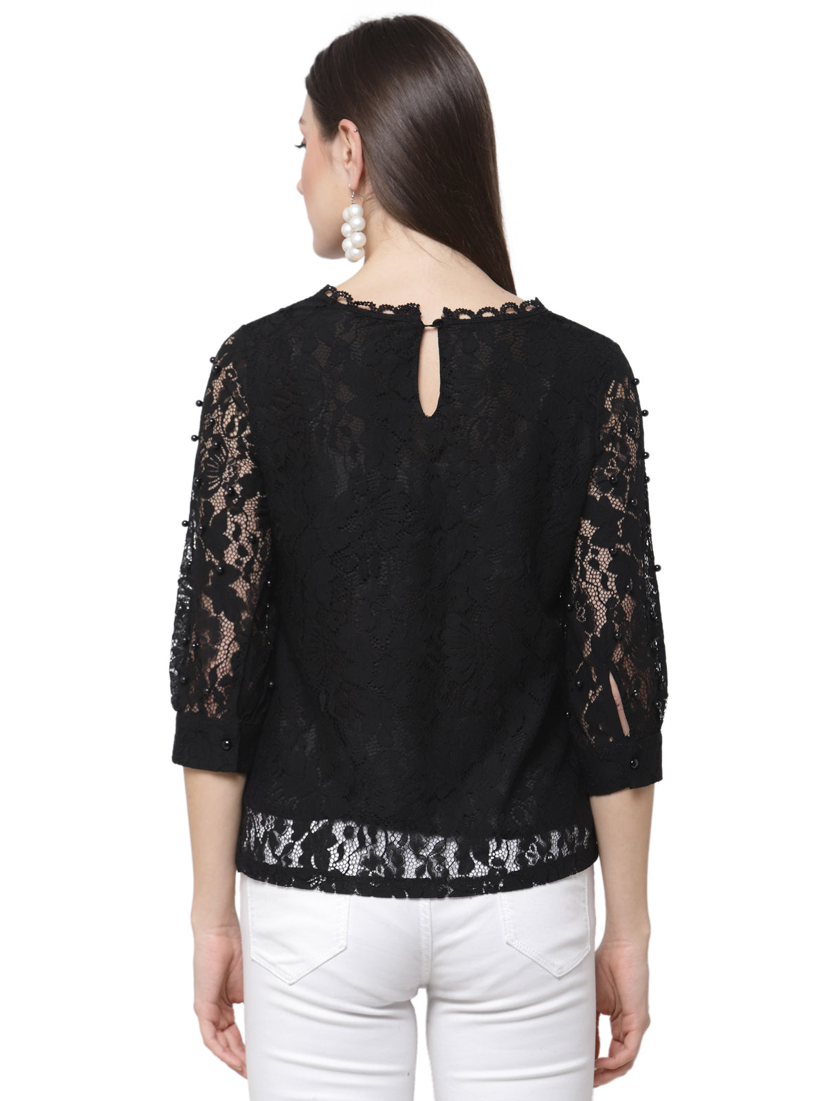 Mafadeny Women Black Laced  Summer Top