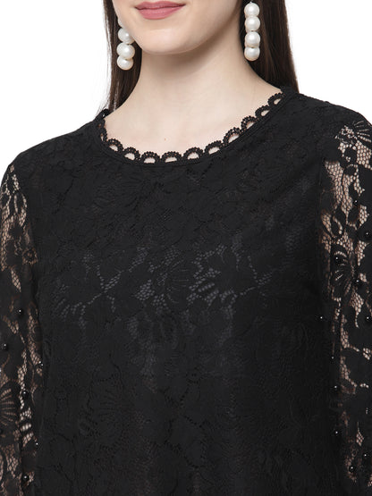 Mafadeny Women Black Laced  Summer Top