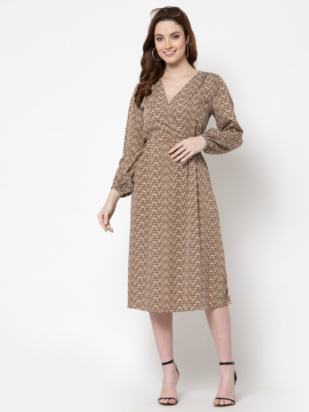 Mafadeny Women Brown  Summer Stylish Dress