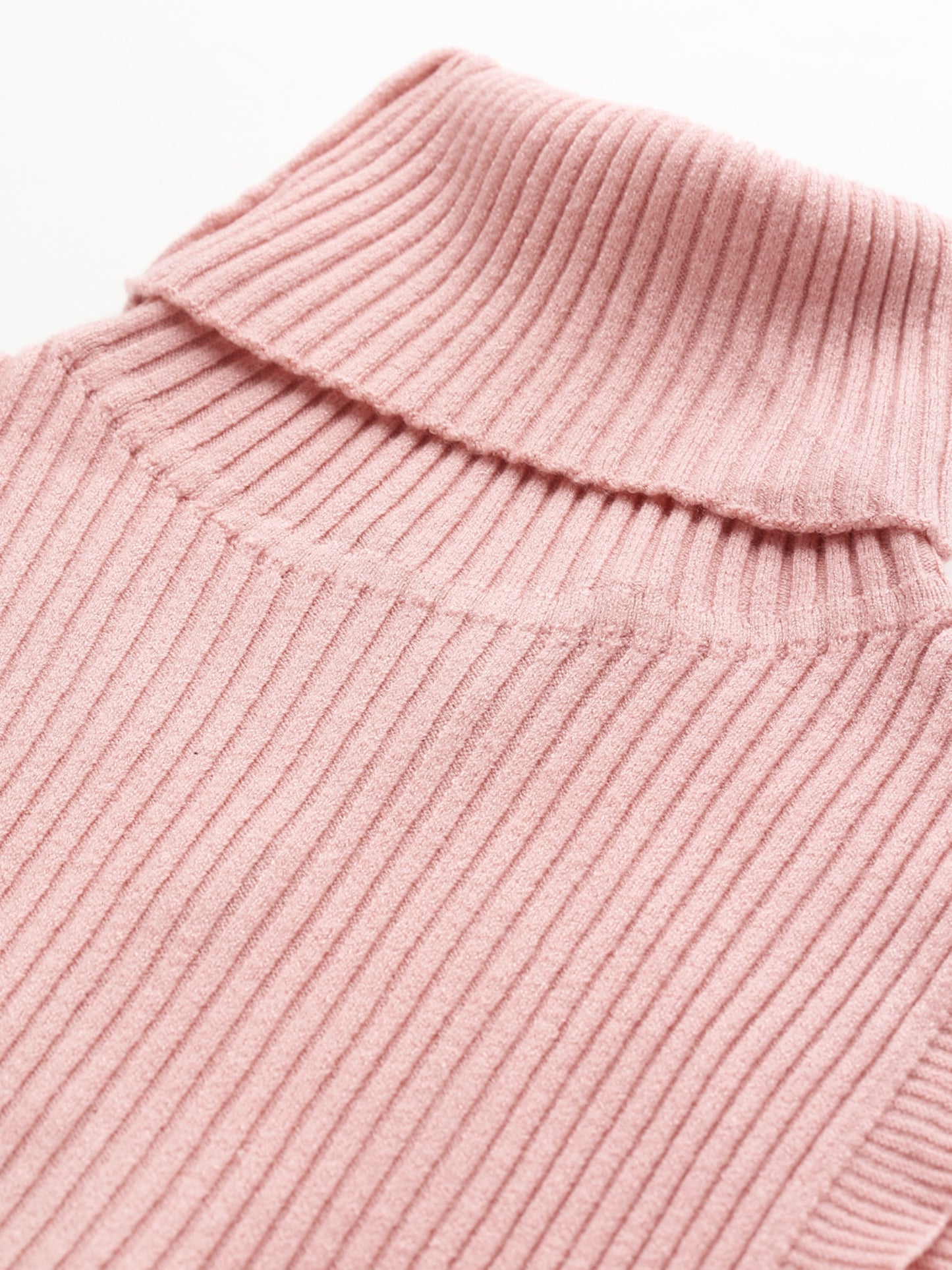 Mafadeny Women Winter Wear Pink Ribbed Crop Pullover