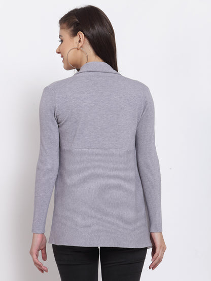 Mafadeny Women Winter Wear Grey Shrug