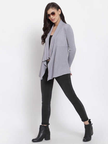 Mafadeny Women Winter Wear Grey Shrug