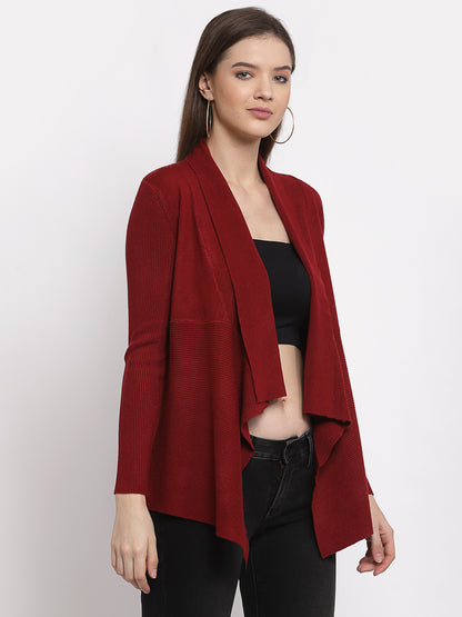 Mafadeny Women Winter Wear Maroon Shrug