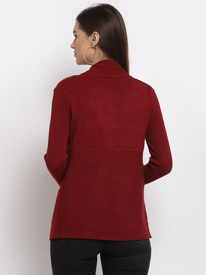 Mafadeny Women Winter Wear Maroon Shrug