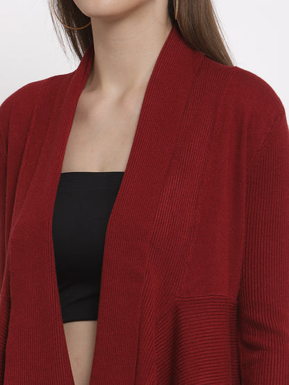 Mafadeny Women Winter Wear Maroon Shrug