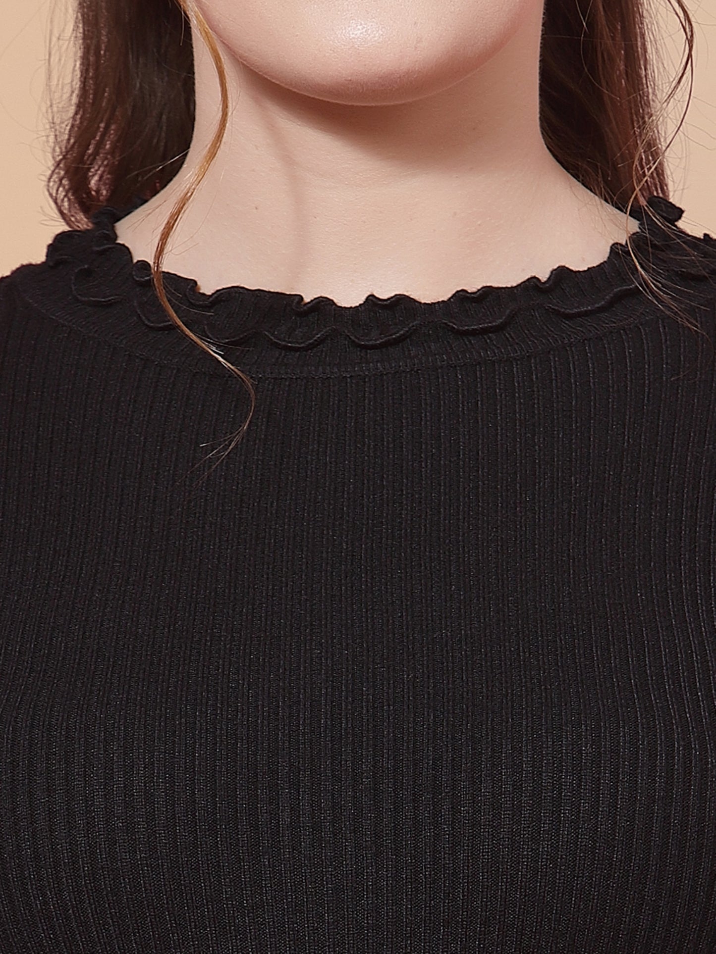 Mafadeny Winter wear Black Solid Pullover