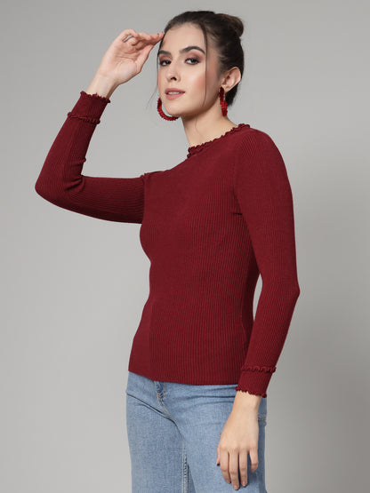 Mafadeny Winter wear Maroon Pullover