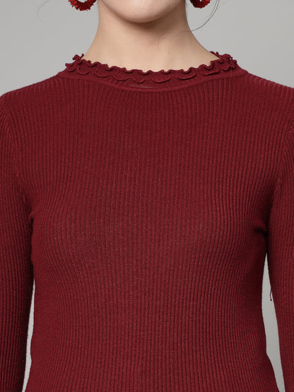 Mafadeny Winter wear Maroon Pullover