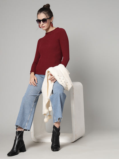 Mafadeny Winter wear Maroon Pullover