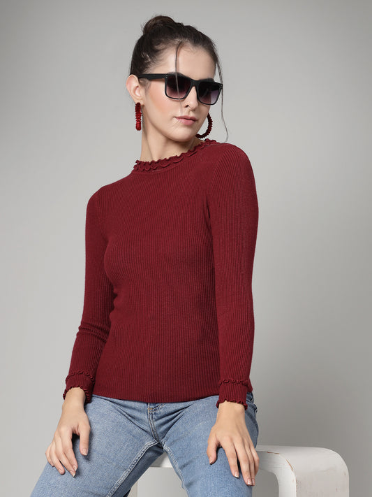 Mafadeny Winter wear Maroon Pullover