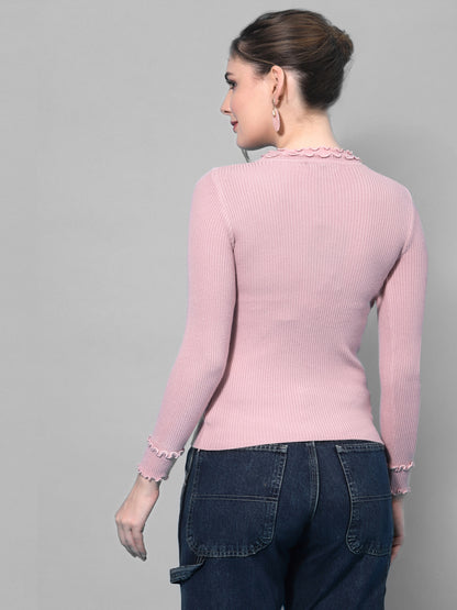 Mafadeny Winter wear Pink Solid Pullover