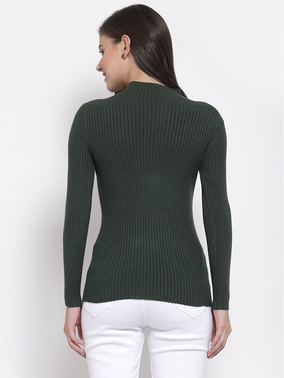 Mafadeny Winter wear Green Solid Pullover