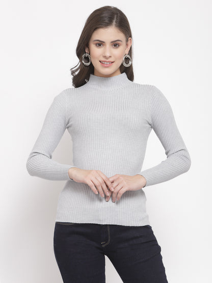 Mafadeny Winter wear Grey Solid Pullover