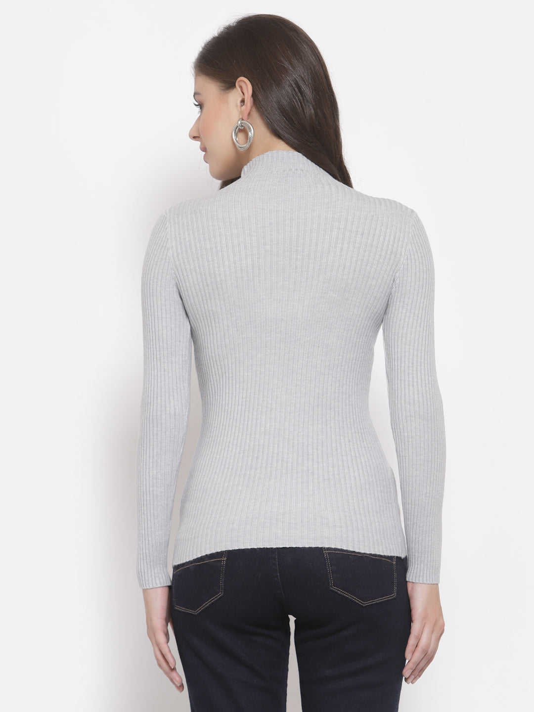 Mafadeny Winter wear Grey Solid Pullover