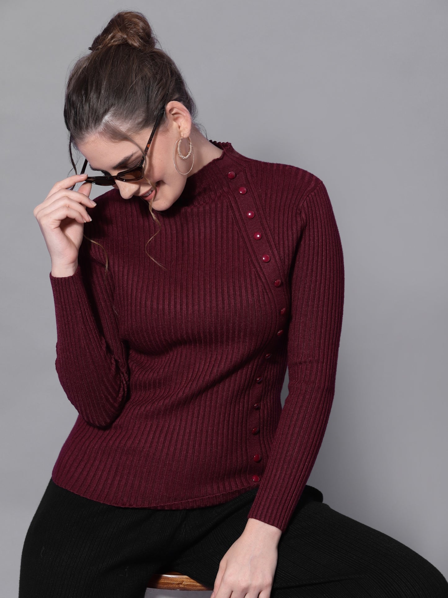 Mafadeny Winter wear Mehroon Pullover