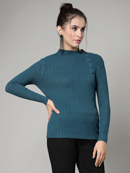 Mafadeny Winter wear Teal Blue Pullover