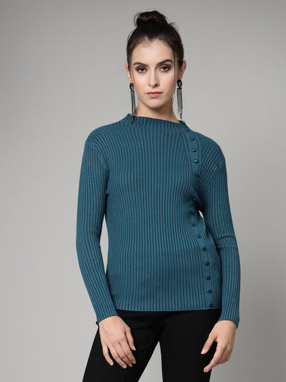 Mafadeny Winter wear Teal Blue Pullover