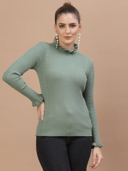 Mafadeny Winter wear Green Pullover