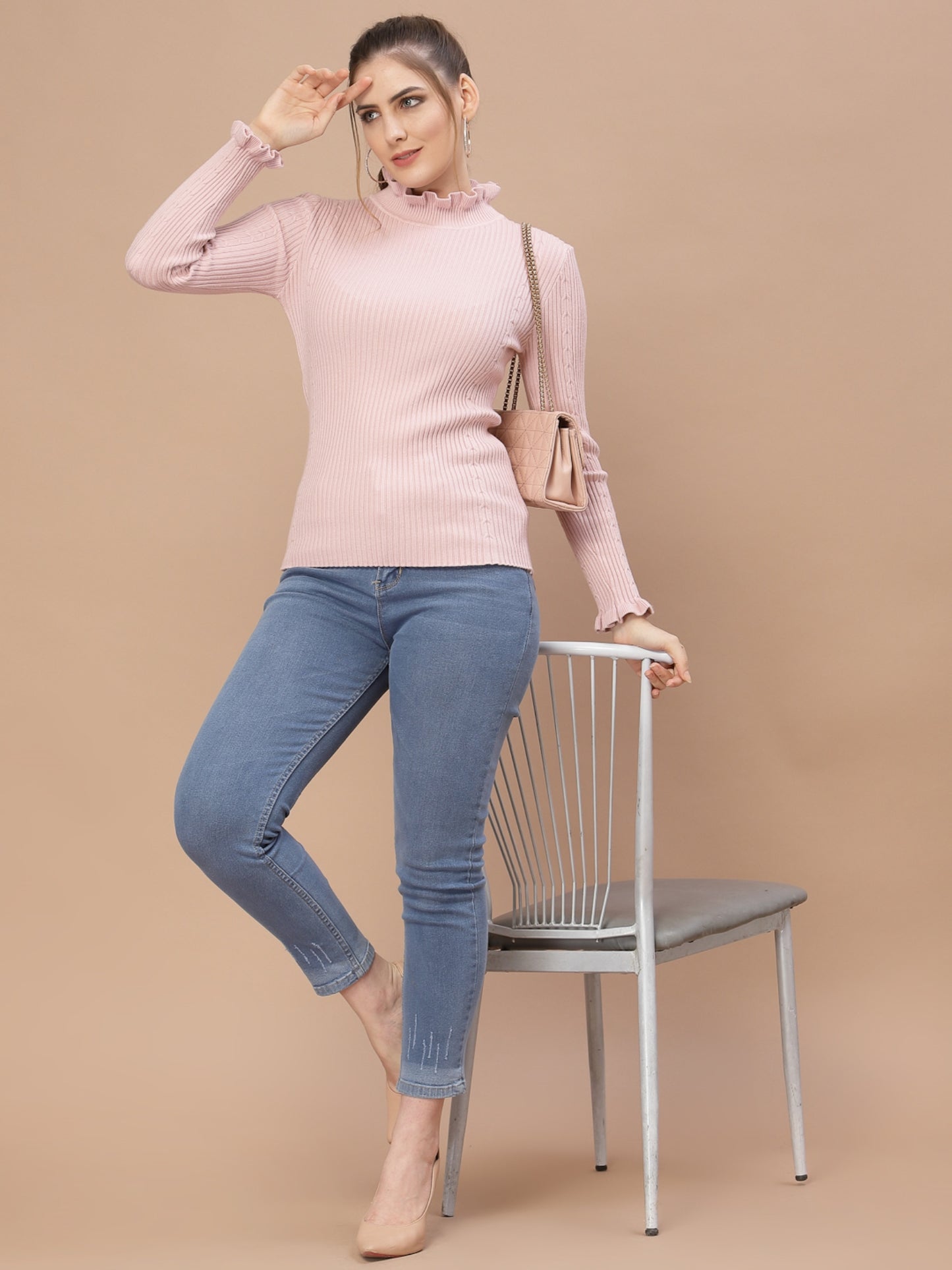 Mafadeny Winter wear Peach Pullover