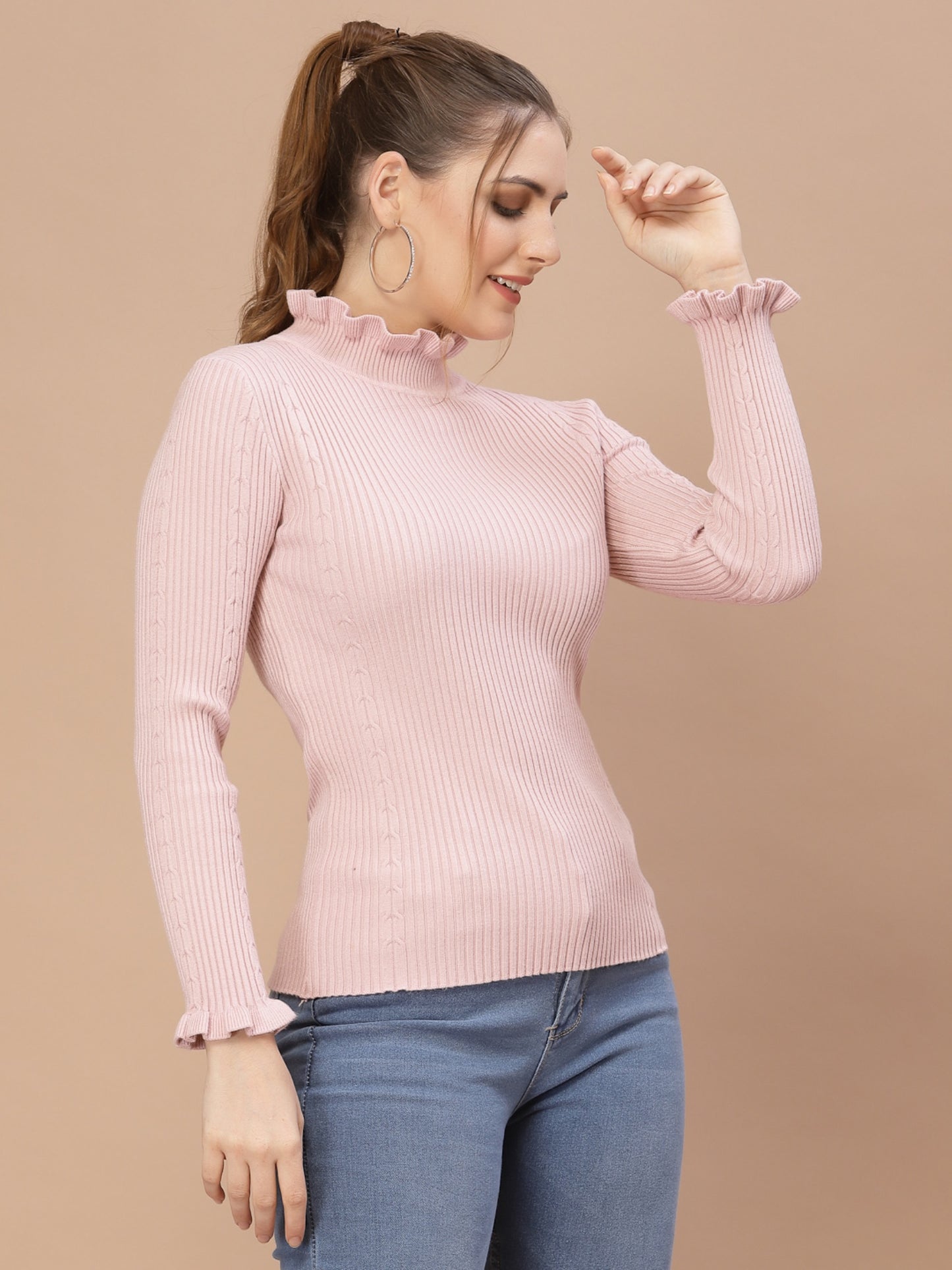 Mafadeny Winter wear Peach Pullover