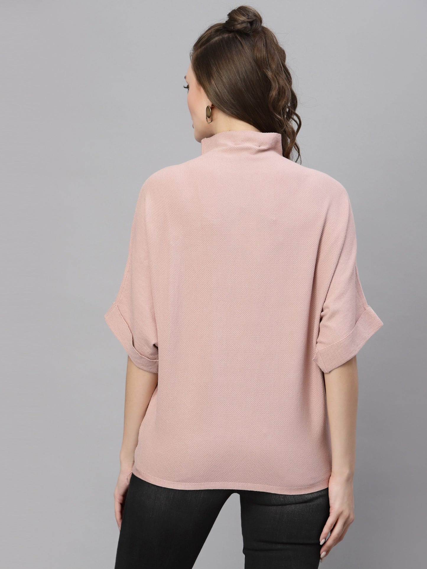 Mafadeny Women Peach-Coloured Pullover Sweater