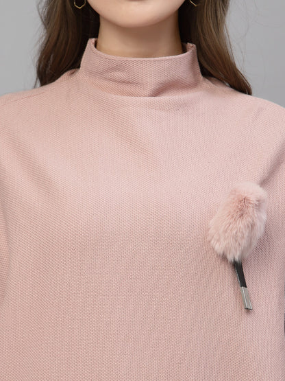 Mafadeny Women Peach-Coloured Pullover Sweater