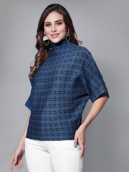 Mafadeny Women Blue & Black Pullover