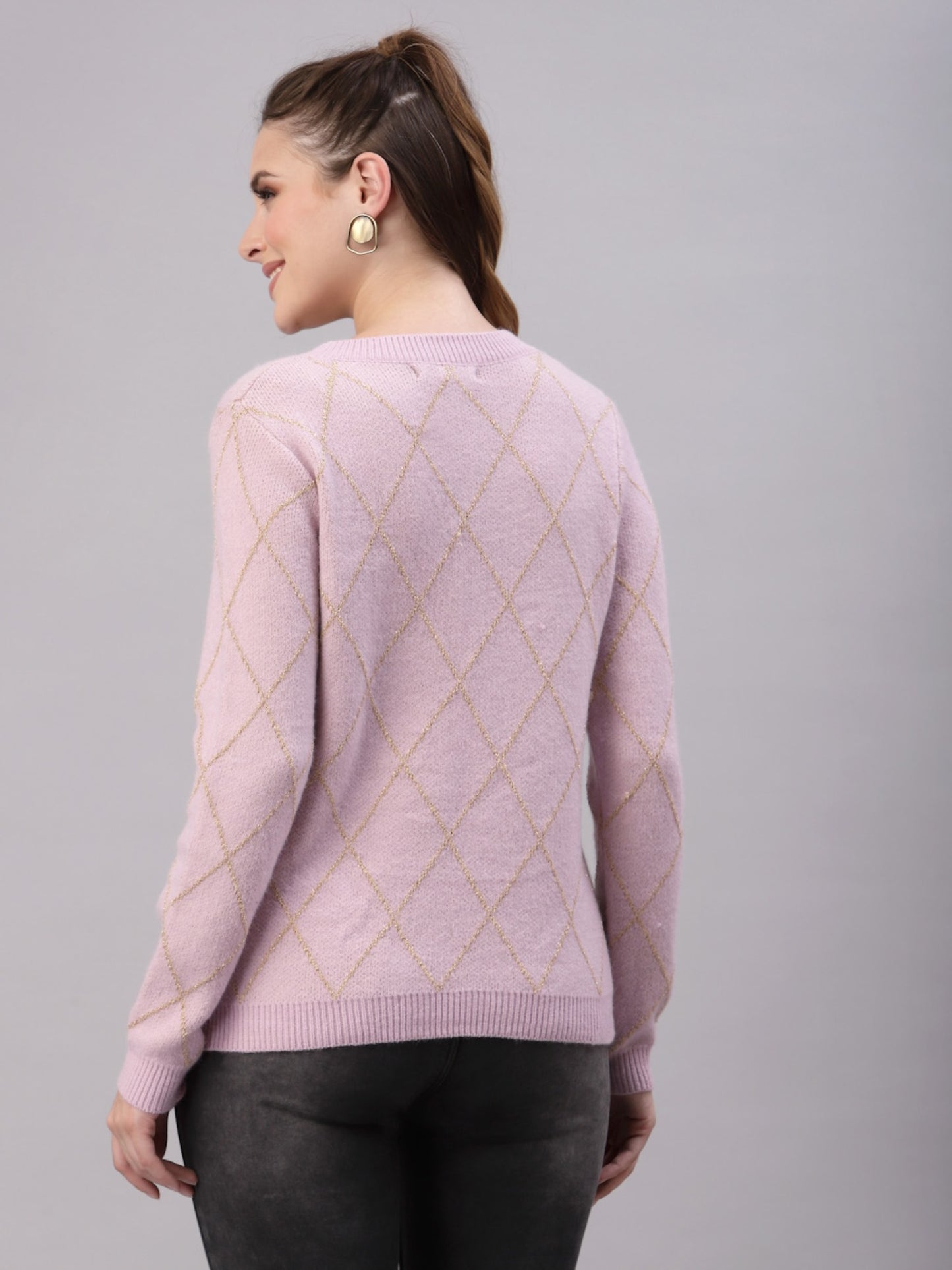 Mafadeny Women Pink Pullover with Embellished Detail