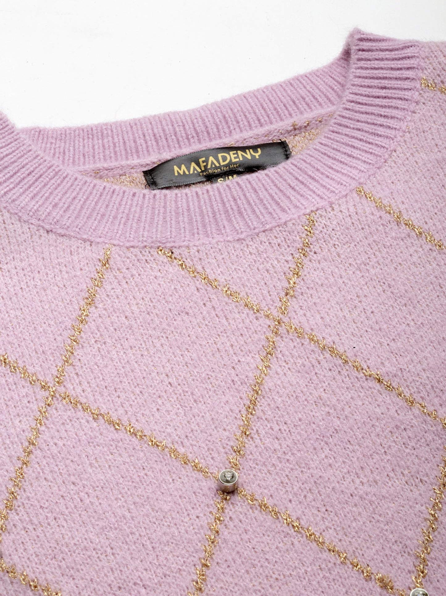 Mafadeny Women Pink Pullover with Embellished Detail