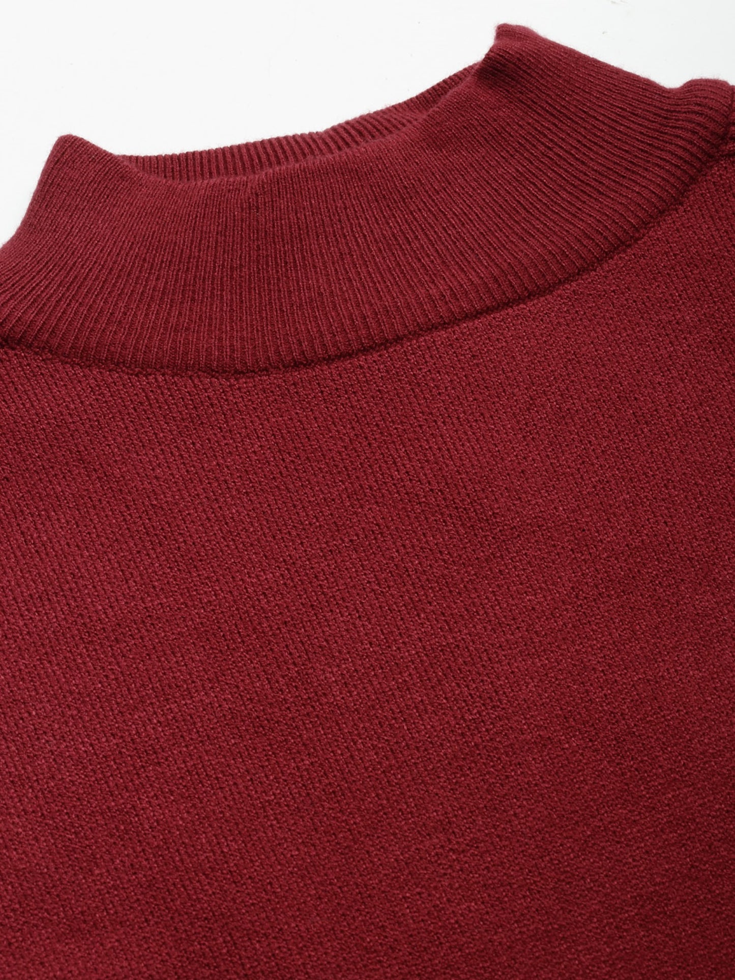 Mafadeny Women Maroon Solid Pullover With Fuzzy Detail