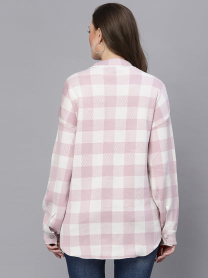 Mafadeny Women Beige Comfort Gingham Checks Checked Casual Shirt