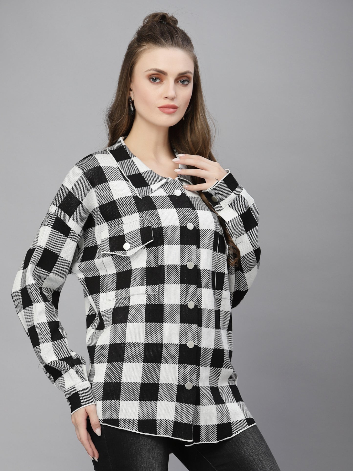 Mafadeny Women Tartan Checks Checked Casual Shirt