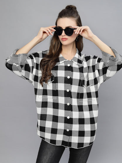 Mafadeny Women Tartan Checks Checked Casual Shirt