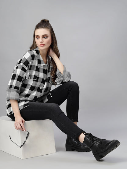 Mafadeny Women Tartan Checks Checked Casual Shirt