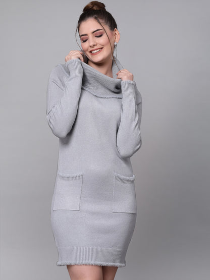 Mafadeny Women Grey Jumper Dress