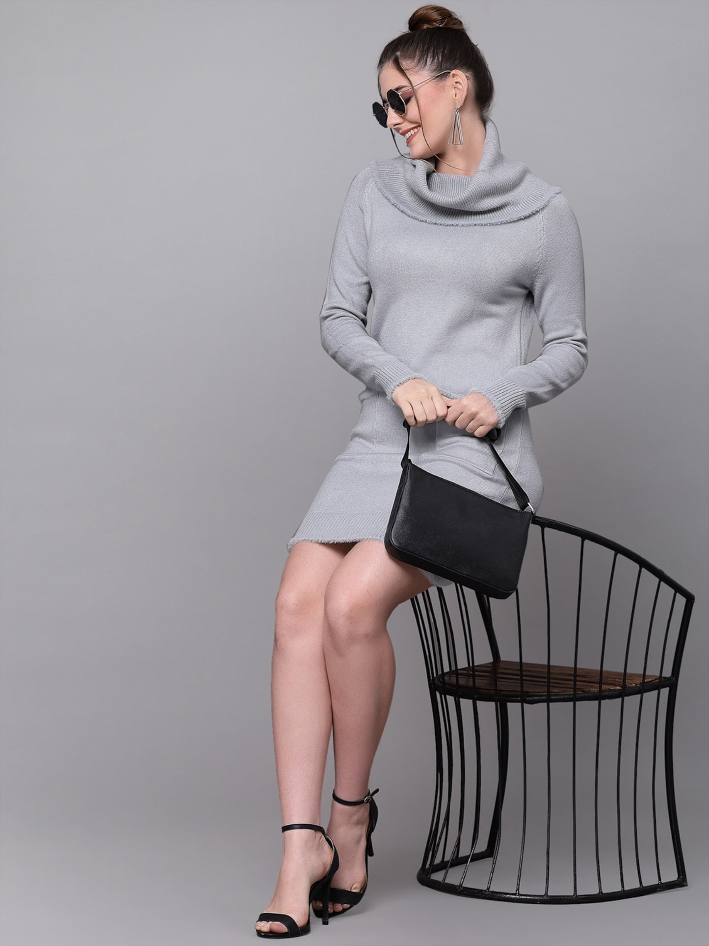 Mafadeny Women Grey Jumper Dress