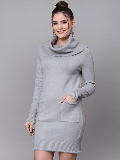 Mafadeny Women Grey Jumper Dress