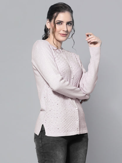 Mafadeny Women Mouse Cardigan with Embellished Detail